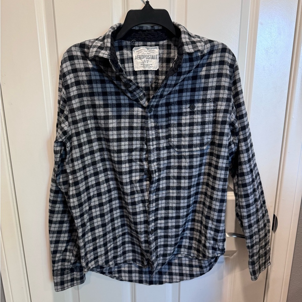 Aeropostale Checkered Black and White Shirt